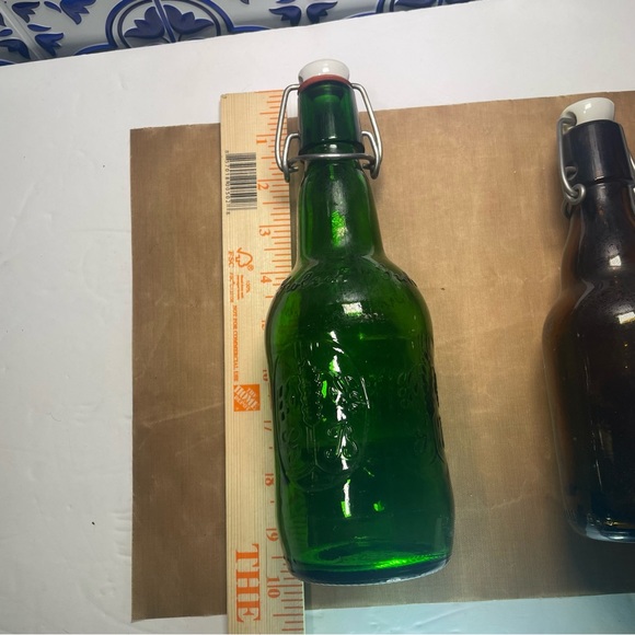 Grolsch Beer Bottle Green/brown Embossed Porcelain Swing Top Vintage Empty - Picture 10 of 16